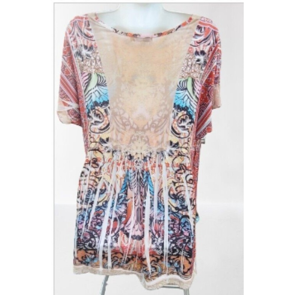 Unity World Wear Plus 2X Top Blouse V-Neck T-Shirt Short Dolman Sleeve Casual - Picture 2 of 11